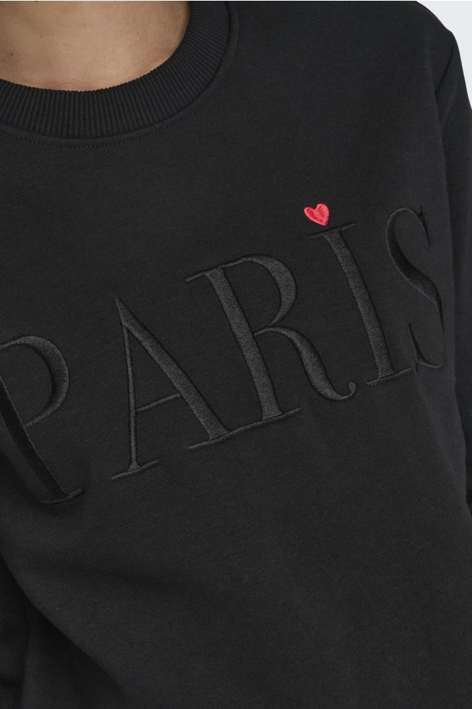 JDYPARIS L/S EMB SWEAT JRS 15221015 Black/PARIS HEART